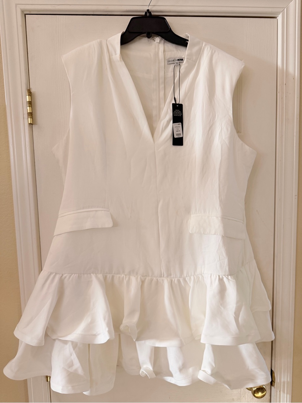 Fashion Nova White Caprina Tiered Ruffle Mini Dress